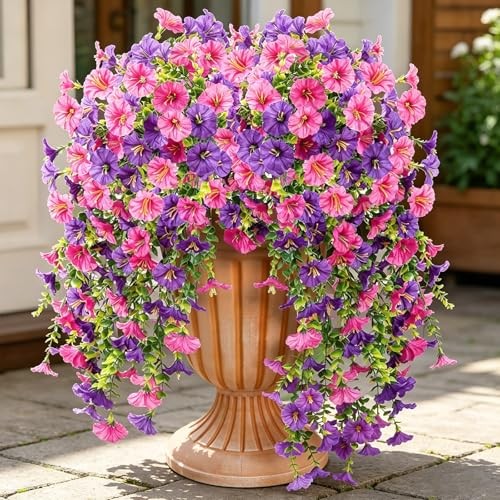 Bougainvillea Artificial Hanging Flowers Plants for Outdoors Pink + Purple gallery