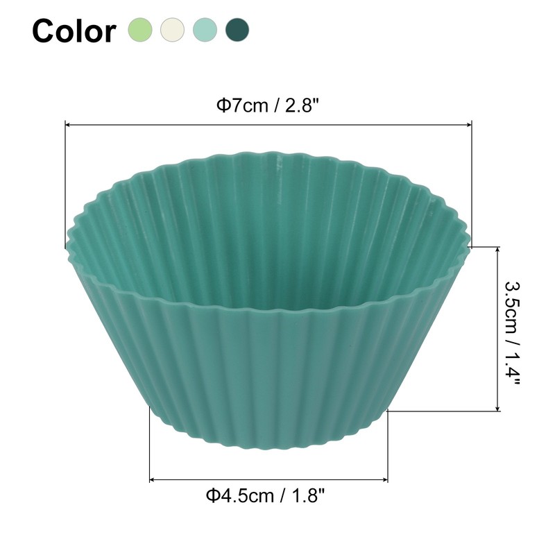 24Pcs Silicone Cupcake Baking Cups, 2.8" Non-Stick Muffins Liners Colorful gallery