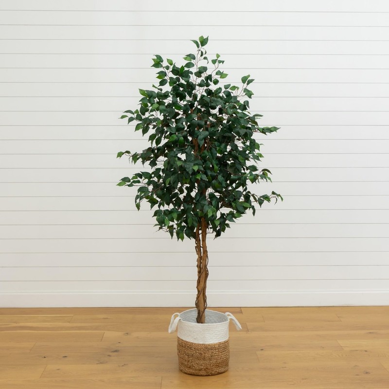 Nearly Natural 6Ft. Triple Trunk Ficus Artificial Tree Natural Trunks In gallery