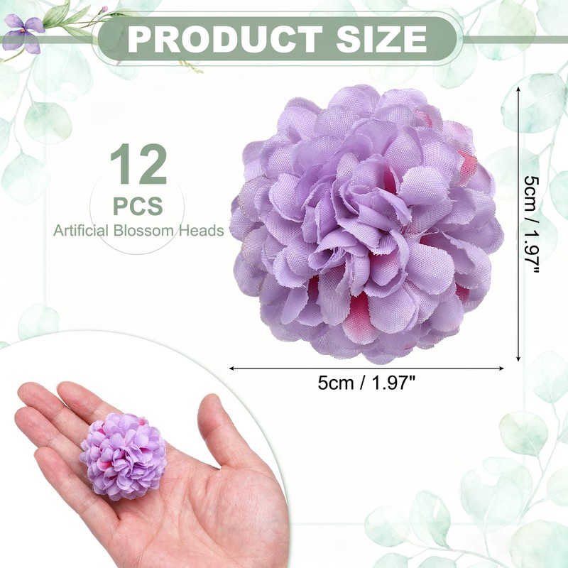 12Pcs 2"x2" Floating Flowers for Centerpieces, Purple gallery