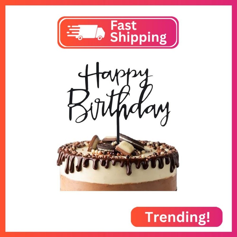 Cake Toppers Black Happy Birthday Acrylic Cake Topper Birthday Supplies Party De