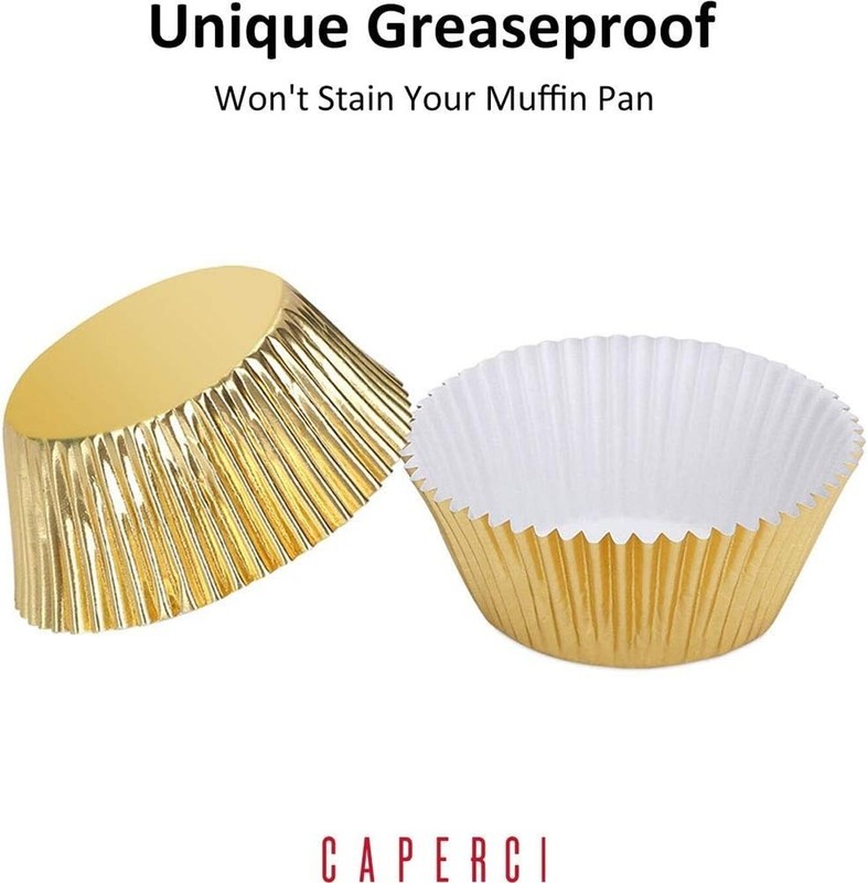 Standard Cupcake Liners Gold Foil Muffin Baking Cups 150-Pack - Greaseproof ... gallery