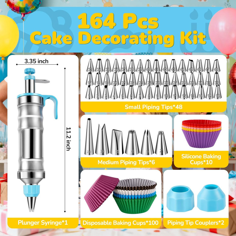 Cake Decorating Tools Supplies Kit: 164Pcs Baking Accessories, Dessert Piping Sy gallery