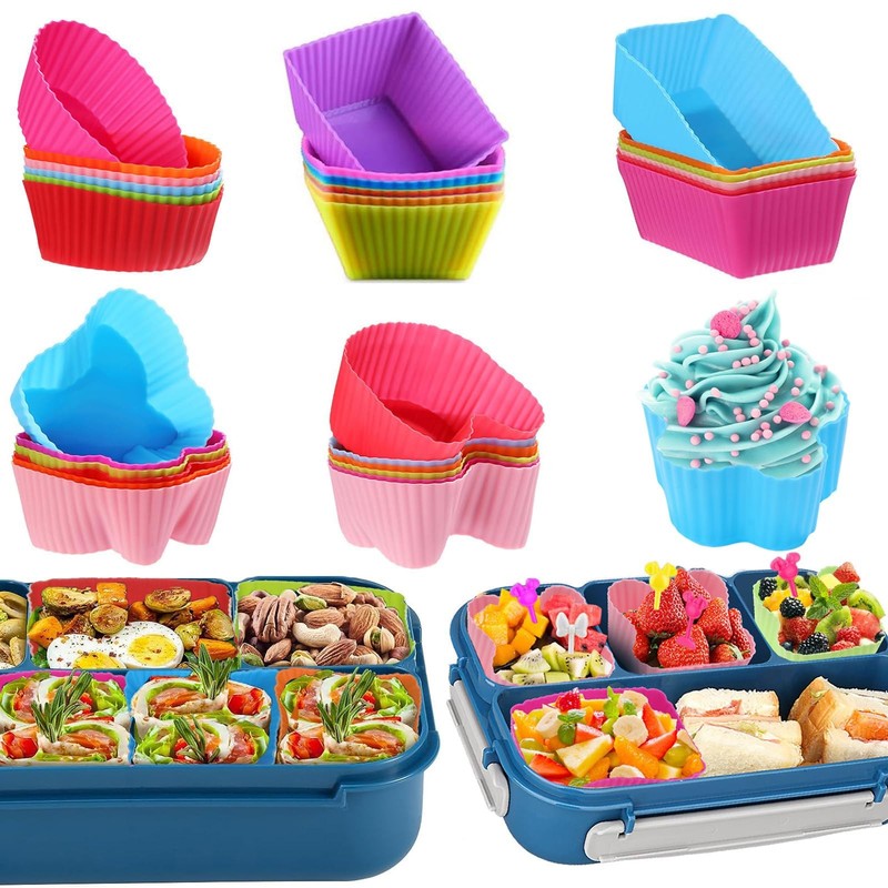30 Pieces Silicone Cupcake Liners for Lunch Box Accessories, Reusable Lunch B…
