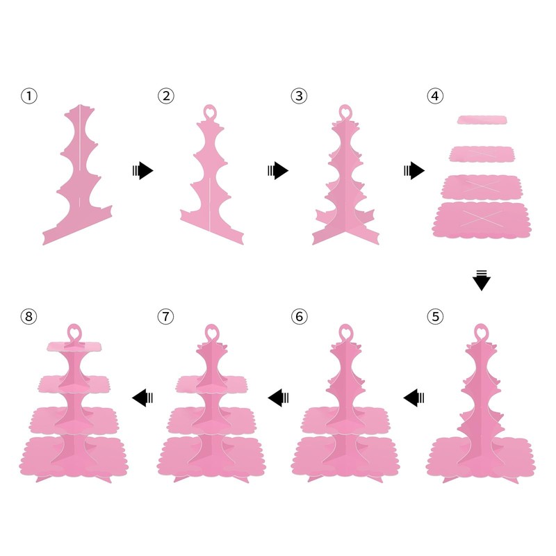 2 Pack 4-Tier Square Pink Cupcake Stand, Cupcake Tower for Theme Parties,Wedd... gallery