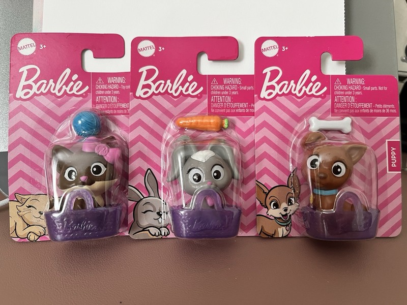 Lot Of 3 Cake Toppers Mattel Toys Pet Packs Kitten Bunny Puppy