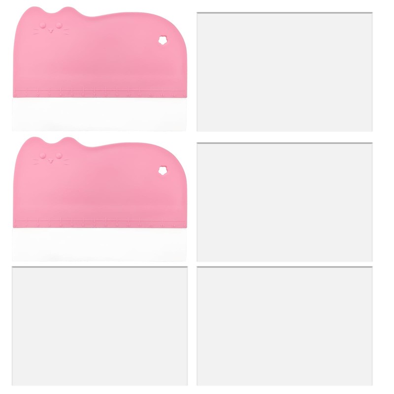 2PCS Cake Smoother Scraper Included 5 Transparent Scrapers, Flexible Pink
