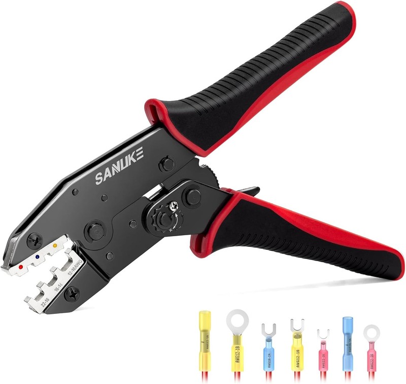 Crimping Tool for Heat Shrink Connectors, AWG 22-10 Ratcheting Wire Terminal