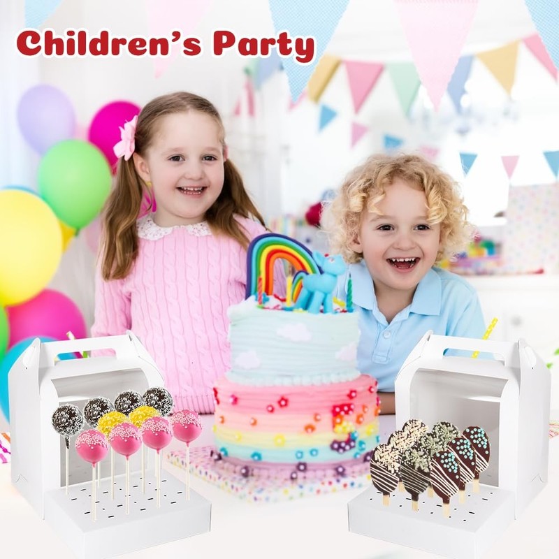 Portable Cake Pop Holder Boxes: 4Pcs Packaging Containers with white gallery