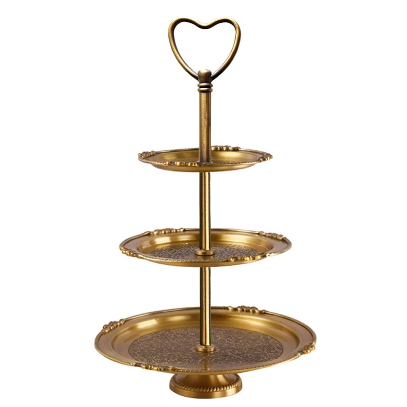 3-Tier Cupcake Retro Golden Stand Hardware Fittings, Metal Mold Round Holder ... gallery