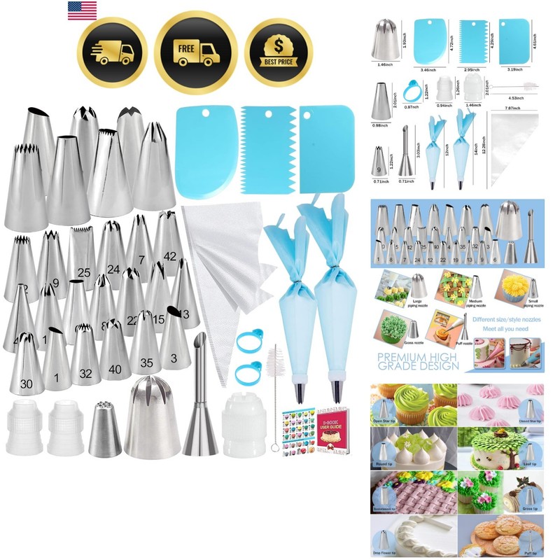 Cake Decorating Supplies Kit 50Pcs Piping Bags Nozzles Tips Scrapers