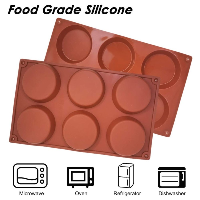 3 Packs 6 Cavity Large Round Disc Candy Silicone Molds, Non-Stick Baking Mold... gallery