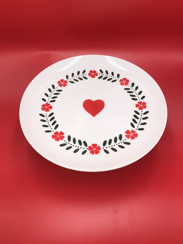 Vintage Lillian Vernon White Heart and Flowers Cake Stand 1984 Valentine's Day gallery