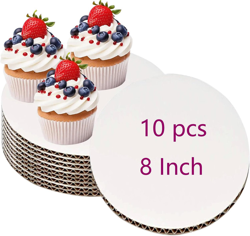 10pcs White Cake Boards 8 inch Round Disposable Cake Circle Plate Waterproof and