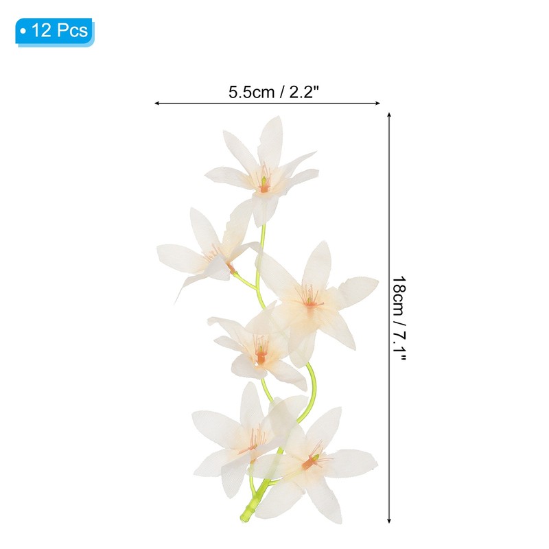 12Pcs 7" Artificial Orchid Flower Floating Candles Simulation Flower Champagne gallery