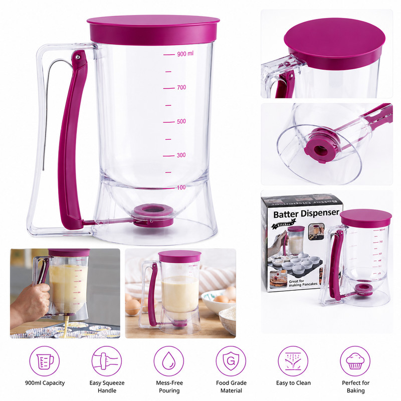 Pancake Batter Dispenser Cup Cake Muffin Batter Pourer Measuring Cup Kitchen