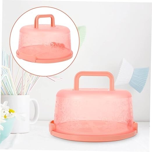 Portable Cake Display Box Handheld Cake Carrier 8 Inch Pink Cake