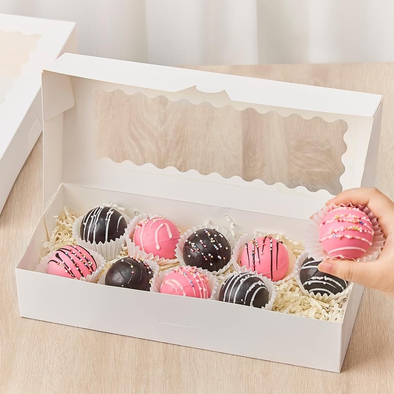 Kucoele 30 PCS Cookie Boxes with Window, 12.5 x 5.5 x 2.5 Inches Bakery Boxes gallery