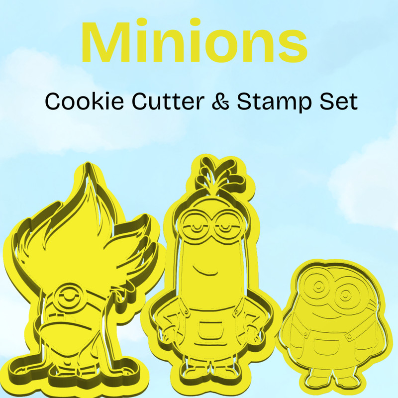 Minions 3D Printed Cookie Cutter Stamp Set 4″ 3-Piece Despicable Me Baking Tools