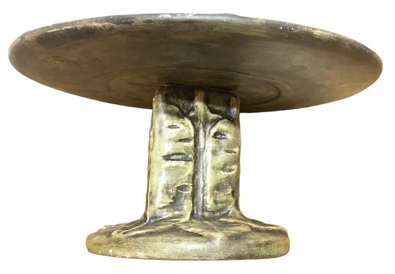 Tropical Banana Bunch Leaf Pedestal Cake Hors D’oeuvre Display Stand Ceramic T79 gallery