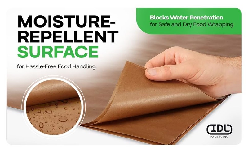 Brown Wet Wax Paper Roll 36" x 100' - -Made Moisture-Repellent Cooking gallery
