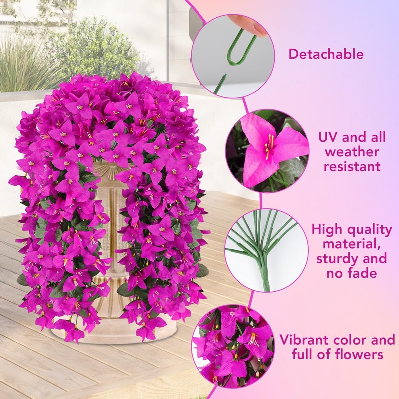 Alotiki Artificial Bougainvillea Flowers For Outdoor Plant4 Pcs Faux Hanging gallery