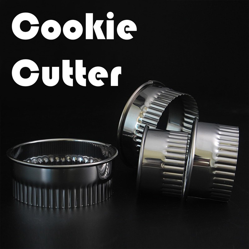 Stainless Steel Cookie Cutters Set of 4, Fluted Edge Round Pastry Cutters(Siz... gallery