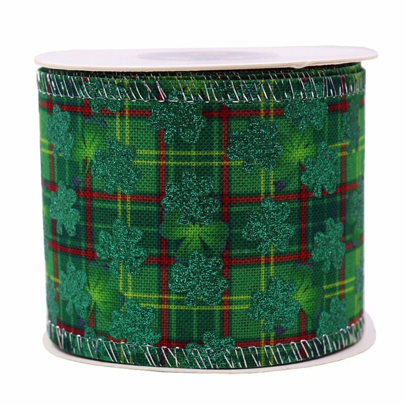 St. Patrick s Day Ribbon 5 /10 Yards Irish Clover Hat Shamrock Ribbons