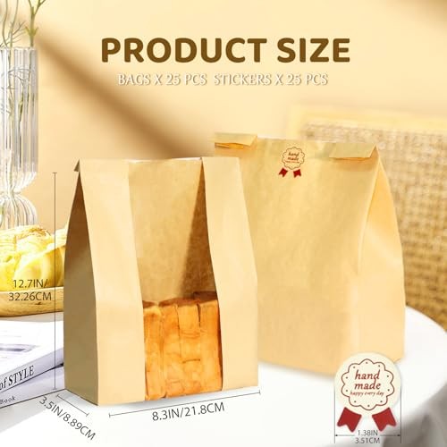Bread Bags for Homemade BreadPCS Paper 8.3"x 3.5"x13.7"Bags with Stickers A 25 gallery