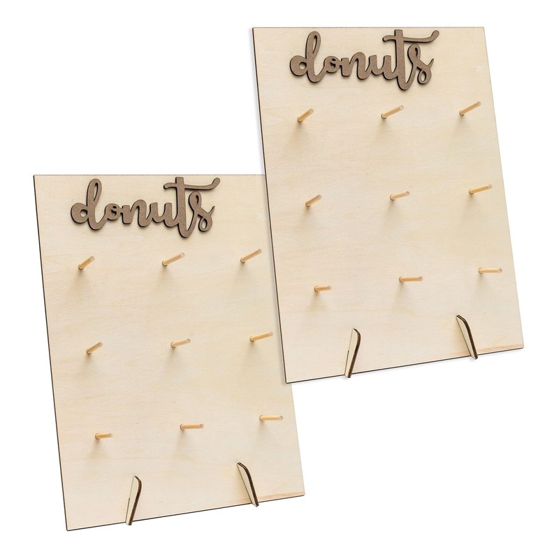2Pack Donut Display Stand Wood Doughnuts Wall Stands Display Board for Weddin...
