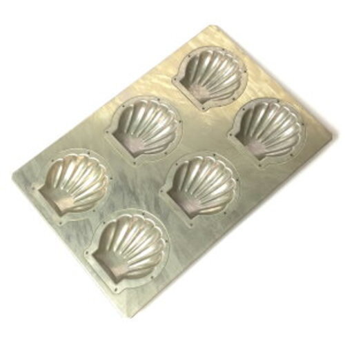 Chiyoda Metal Silicone Coated Madeleine Baking Pan Scallops Shape 6-Cavity New