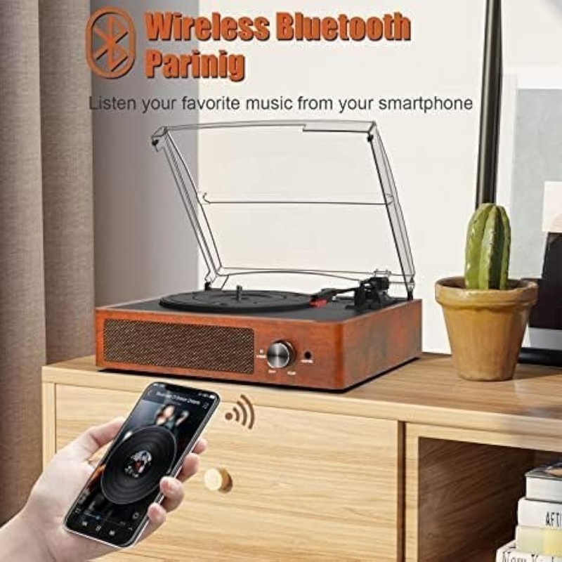 Kedok Vinyl Record Player Bluetooth Turntable 2 Built-In Speakers 3-Speed gallery