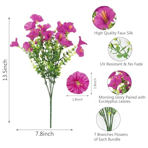 12 Bundles Artificial Flowers for Outdoors Decoration, Faux 6 Mixed Colors gallery