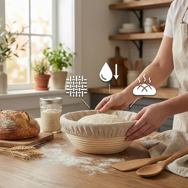 8 PCS Bread Proofing Basket Cloth Liner (3 Round & 3 Oval) & 2 Sourdough Star... gallery