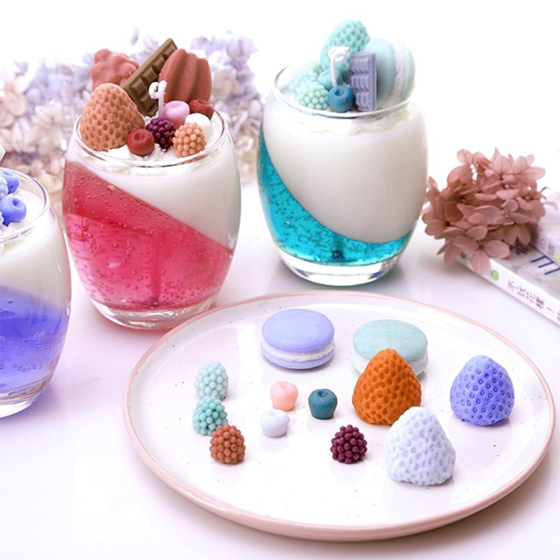 6 Pcs 3D Fruit Silicone Molds - Strawberry, Macaron, Blueberry - Flexible Non-St gallery