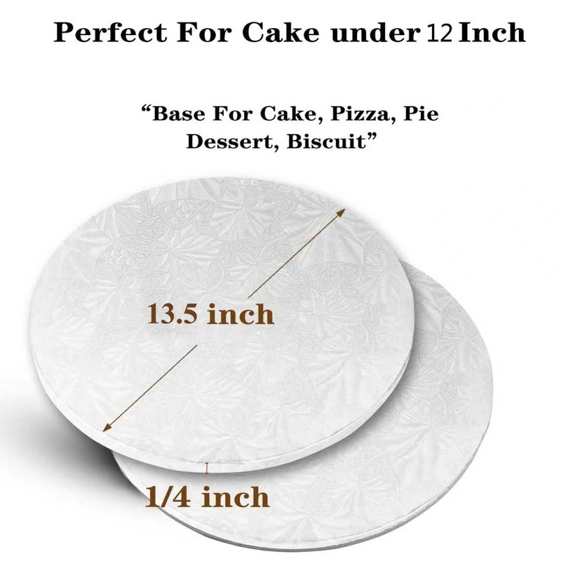 Round Cardboard Cake Bases White Drum Pastry Baking 1/4 In Thick 13.5 In 10PK gallery