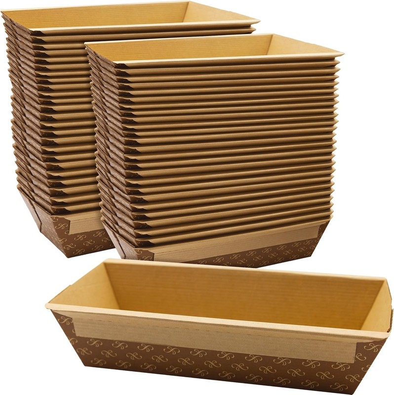 Chef-Grade Elegant 1Lb Paper Loaf Pans 50 Pk. Disposable Bakeable