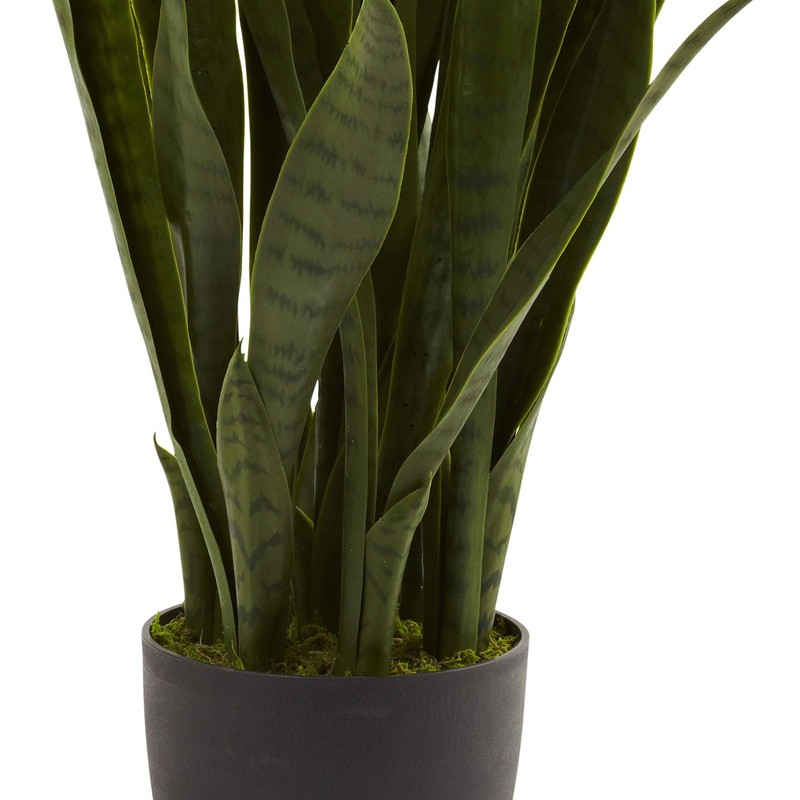 Nearly Natural 35In Artificial Snake Plant Sansevieria Faux Greenery Black gallery