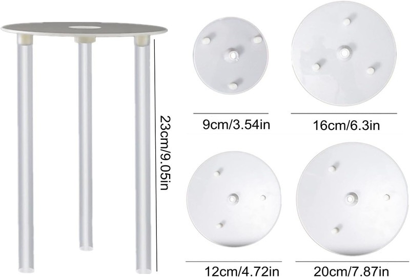 Suxgumoe Cake Tier Stacking Kit, 4 Pcs White Reusable Separator Plates for 4, 6, gallery