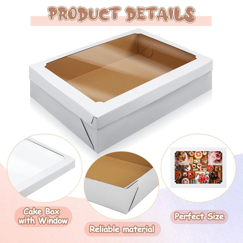 10 Pcs Full Sheet Cake Box with Window Large Bakery Boxes Corrugated Rectangl... gallery