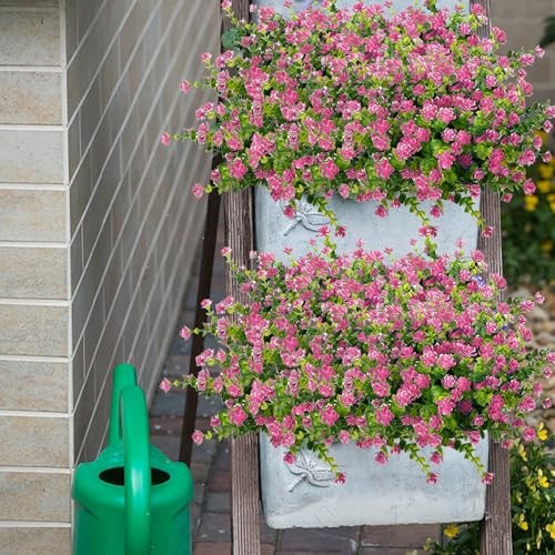 Outdoor Artificial Flowers UV Resistant, 20 Bundles Fake Realistic Floral Pink gallery
