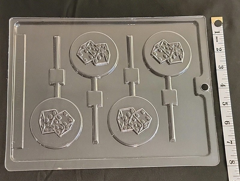 Gambling Dice Casino Las Vegas Round Chocolate Lollipop Candy Plastic Mold