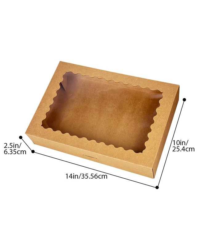 Auto-pop Up 14x10x2.5 Inch Brown Cookie with Window 15Pcs Pastry Macaron Bake... gallery
