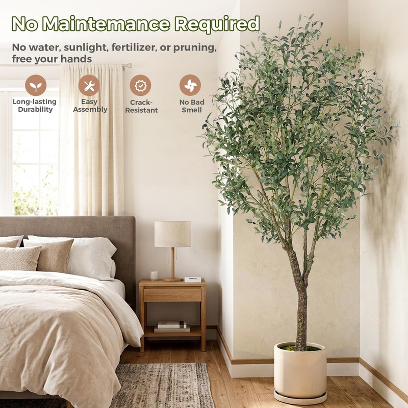 Jocoevol Artificial Olive Tree 7Ft Indoor Fake Silk Plant Realistic Trunk gallery