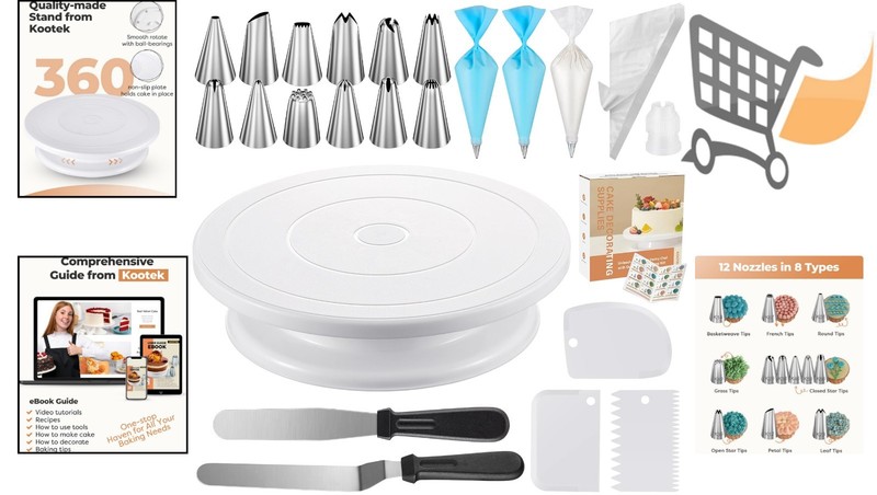 Cake Decorating Kit 71-Piece Baking Supplies Turntable Piping Tips Spatulas gallery
