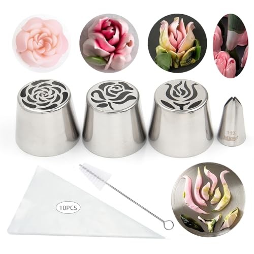 15 Pieces Extra Large Cake Decorating Russian Flower Piping Tips Set, 3 XXL gallery