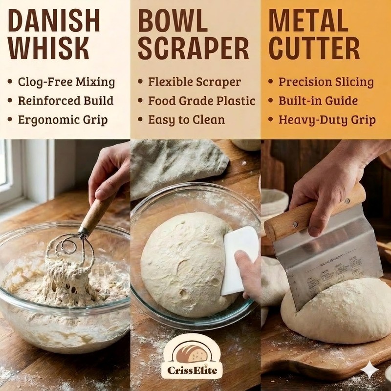 Complete Sourdough Starter Kit with Glass Jar, Banneton Baskets & Baking Tools gallery