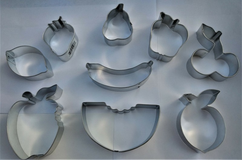 FRUIT Cookie Cutter 9 pc Set Banana Apple Peach Cherry Strawberry Pear Watermelo