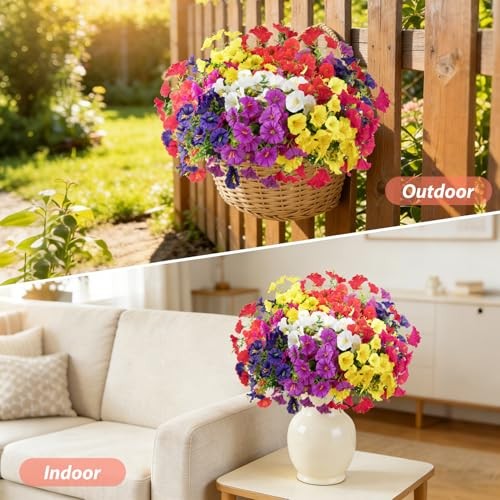 12 Bundles Artificial Flowers for Outdoors Decoration, Faux 6 Mixed Colors gallery