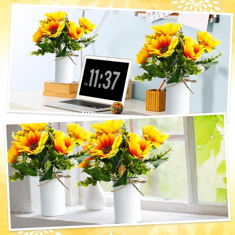Silifine 12 Sets Sunflowers Centerpieces Tables Artificial Sunflower Vase gallery
